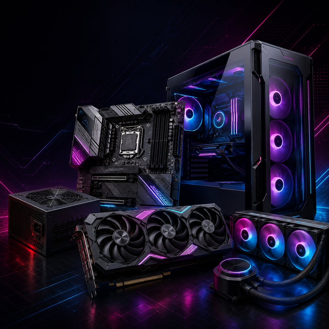 Ilustracja promocyjna komponentów PC MSI
