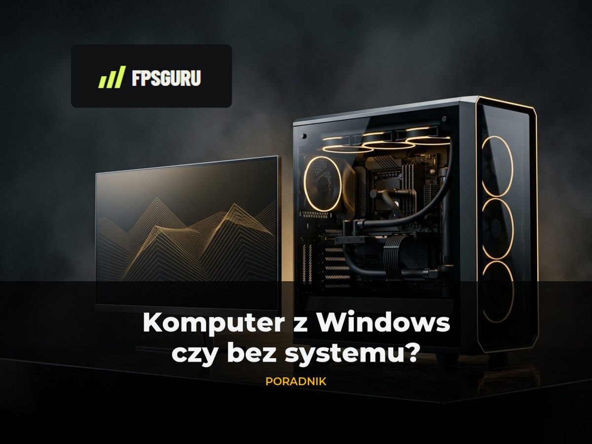 Komputer gamingowy i monitor na ciemnym postumencie – poradnik FPSGuru: komputer z Windows czy bez systemu