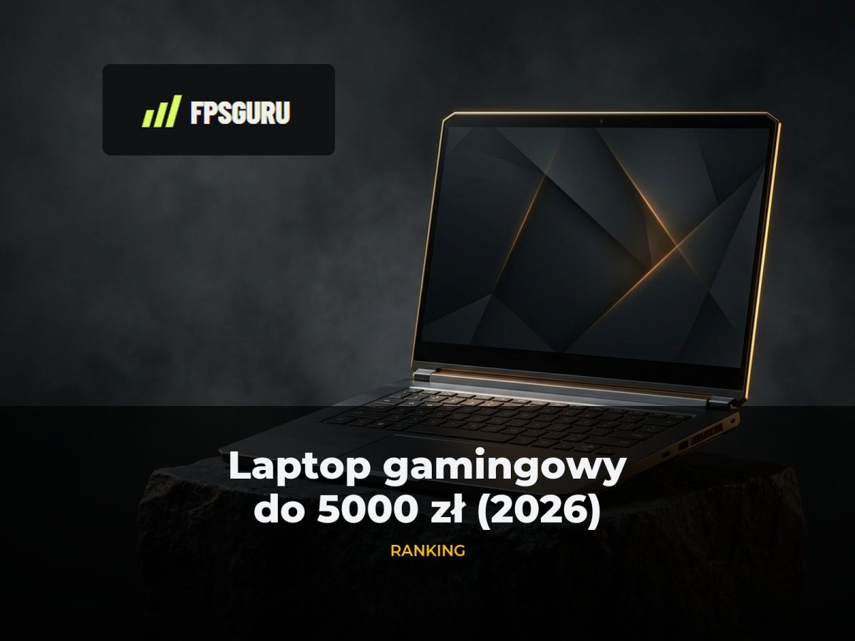 Nowoczesny laptop gamingowy na ciemnym postumencie – ranking laptopów do 5000 zł FPSGuru