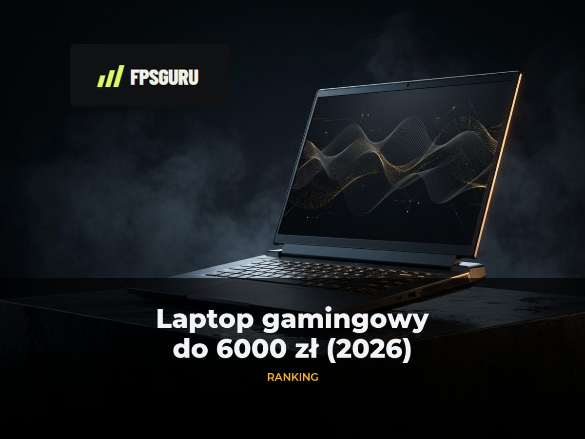 Smukły laptop gamingowy na ciemnym postumencie – ranking laptopów do 6000 zł FPSGuru
