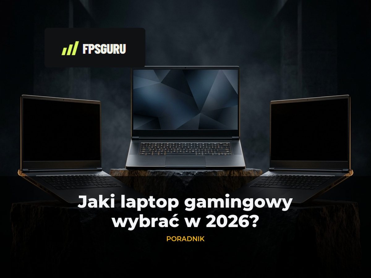 Trzy laptopy gamingowe na kamiennych cokołach – oficjalny poradnik FPSGuru jaki laptop gamingowy wybrać w 2026 roku